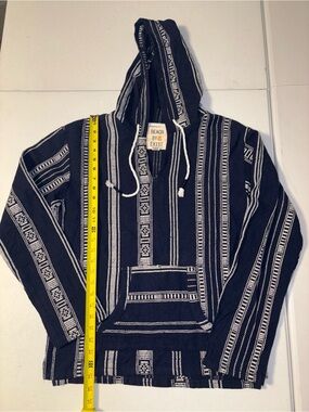 Beach by Exist Navy and White Striped Hooded Sweater size large